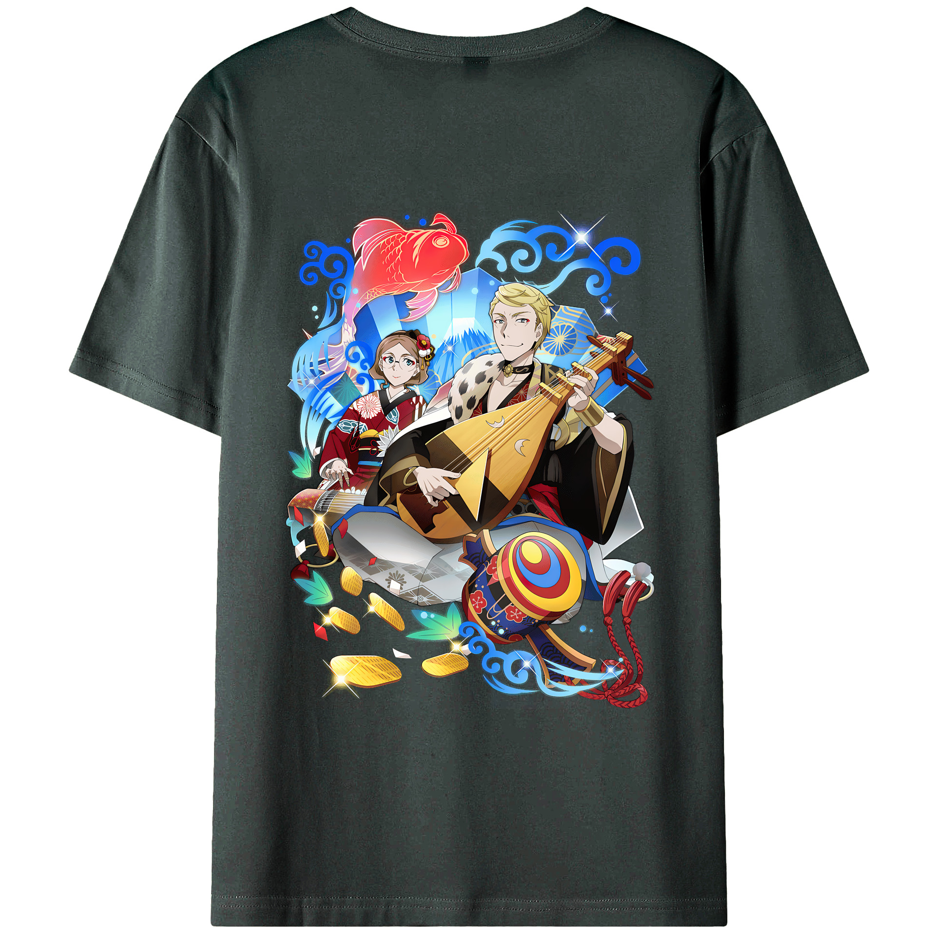（画像用） 文豪ストレイドッグス Bungo Stray Dogs 綿100％ メンズ半袖Tシャツ（バックプリント） 通気性